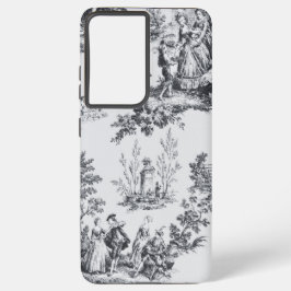 Frans toile de jouy zwart en wit elegant samsung galaxy hoesje
