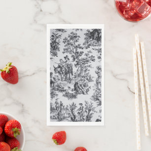 Frans toile de jouy zwart en wit elegant servet