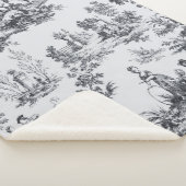 Frans toile de jouy zwart en wit elegant sherpa deken (3/4)