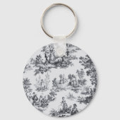 Frans toile de jouy zwart en wit elegant sleutelhanger (Voorkant)