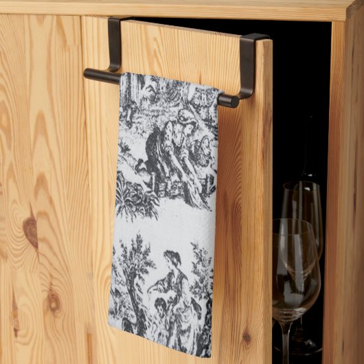 Frans toile de jouy zwart en wit elegant theedoek (Derde Gevouwen)