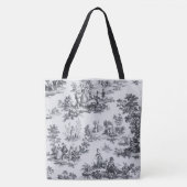 Frans toile de jouy zwart en wit elegant tote bag (Voorkant)