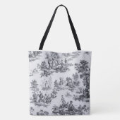 Frans toile de jouy zwart en wit elegant tote bag (Achterkant)