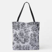 Frans toile de jouy zwart en wit elegant tote bag (Achterkant)