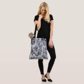 Frans toile de jouy zwart en wit elegant tote bag (Op model)