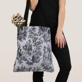 Frans toile de jouy zwart en wit elegant tote bag