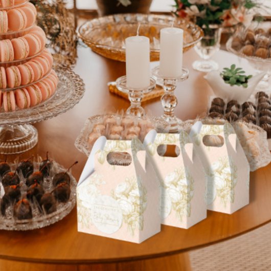 Frans Toile Elegant Bloemen Meisje Baby shower Blu Bedankdoosjes