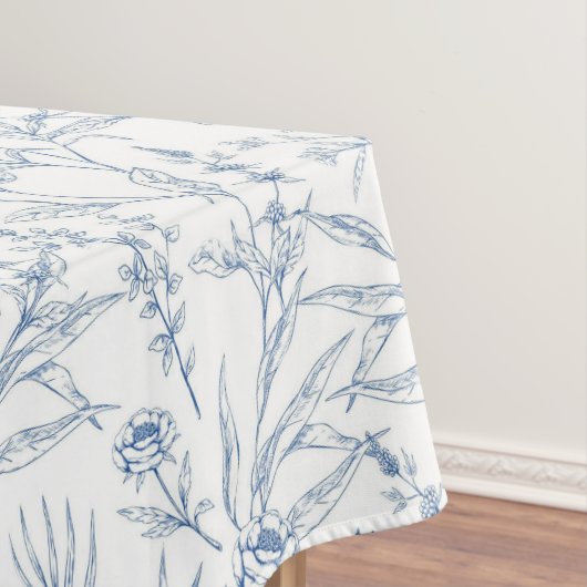  Frans Toile Floral Dainty Blauw & Wit Tafelkleed (Voorbeeld)