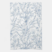 Frans Toile Floral Dainty Blauw & Wit Theedoek (Verticaal)