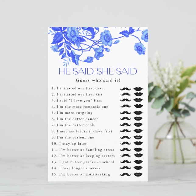 Frans Toile Floral Hij zei dat ze zei bruids spel (Staand voorkant)