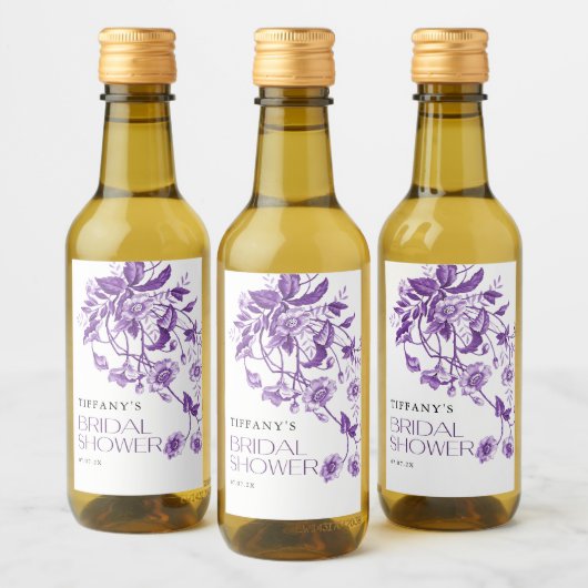  Frans Toile Floral Vrijgezellenfeest Wijn Etiket (Flessen)