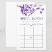 Frans Toile Paarse Bloemen Bruids Bingo Spel (Voorkant / Achterkant)