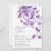 Frans Toile Paarse Bloemen Vrijgezellenfeest Kaart (Voorkant)