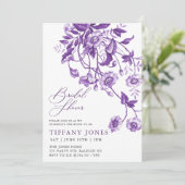 Frans Toile Paarse Bloemen Vrijgezellenfeest Kaart (Staand voorkant)