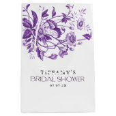  Frans Toile Paarse Bloemen Vrijgezellenfeest Medium Cadeauzakje (Voorkant)