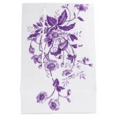  Frans Toile Paarse Bloemen Vrijgezellenfeest Medium Cadeauzakje (Achterkant)