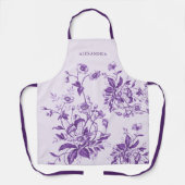Frans Toile Paarse Bloemen Vrijgezellenfeest Schort (Voorkant)