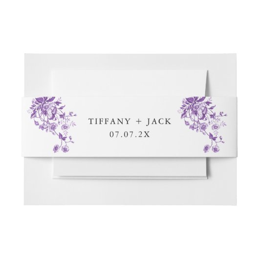 Frans Toile Paarse Bloemen Vrijgezellenfeest Uitnodigingen Wikkel (Voorkant Voorbeeld)