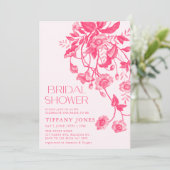  Frans Toile Roze Bloemen Vrijgezellenfeest Kaart (Staand voorkant)