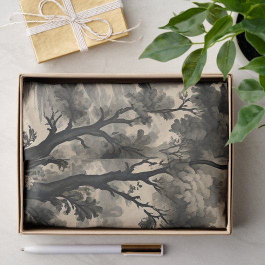 Frans Toile - Zwart Design op Crème Tissuepapier (Geschenk)