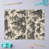 Frans Toile - Zwart ontwerp op Crème Tissue Paper Tissuepapier (Craft)