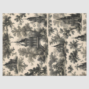 Frans Toile - Zwart ontwerp op Crème Tissue Paper Tissuepapier