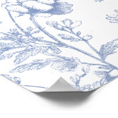 Frans toilet Blauwe Bloemen bruiloft welkom Poster (Hoek)