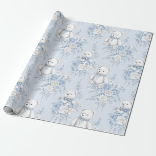 Frans toiletpapier met bloemenmotief en beer cadeaupapier