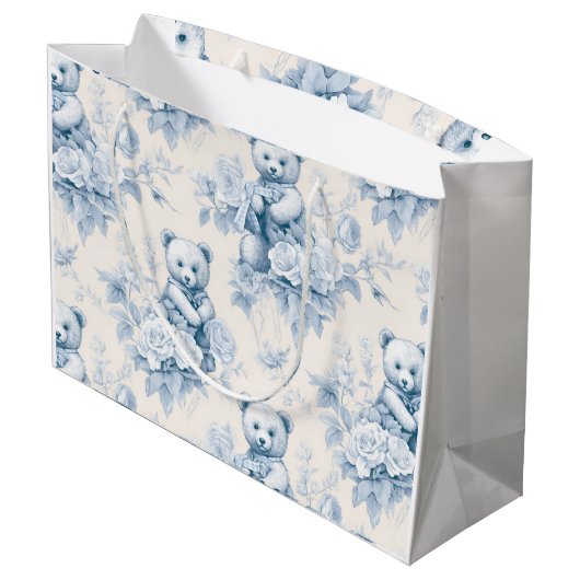 Frans toiletpapier met bloemenmotief en beer groot cadeauzakje (Achterkant Gekanteld)