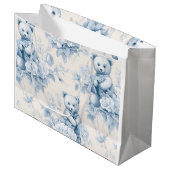 Frans toiletpapier met bloemenmotief en beer groot cadeauzakje (Voorkant Gekanteld)