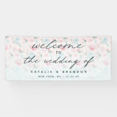 Frans Tuin Bloemen Pioen Patroon Bruiloft Welkom Spandoek (Horizontaal)