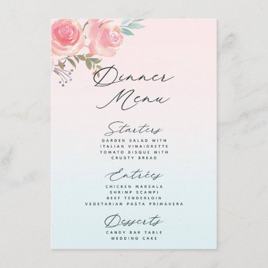 Frans Tuin Bloemenpioen 3 gangen maaltijddiner Menu (Voorkant)