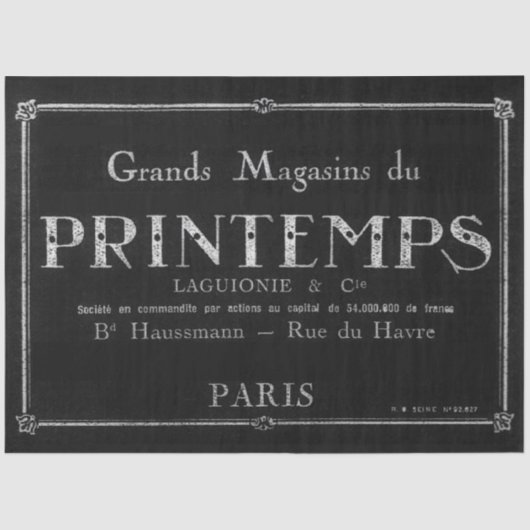 Frans Typografie Black Decoupage Lijst Tissuepapier (Voorkant)