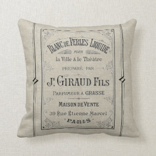 Frans Typografie Perfume ad Paris Frankrijk Linen Kussen
