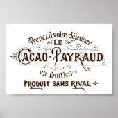  Frans Typografisch Cacao Chocolade Poster (Voorkant)