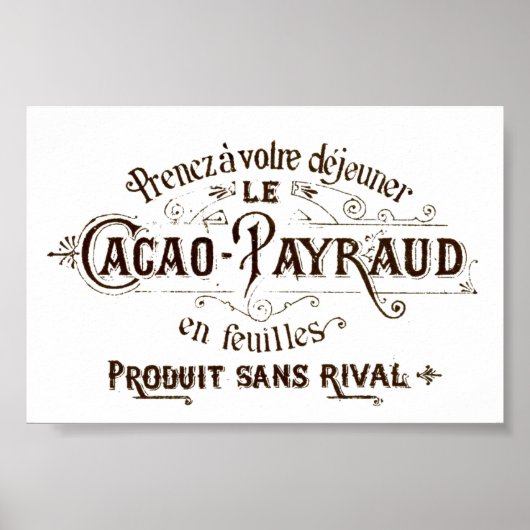 Frans Typografisch Cacao Chocolade Poster (Voorkant)