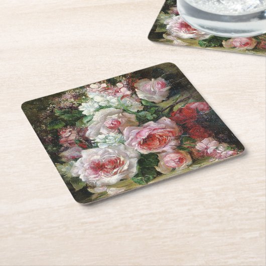 Frans Verhas  Bouquet van Rozen Kartonnen Onderzetters (Schuin)