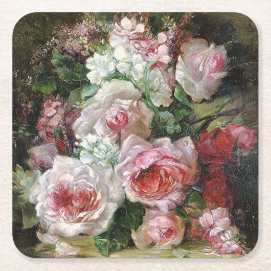 Frans Verhas Bouquet van Rozen Kartonnen Onderzetters (Voorkant)