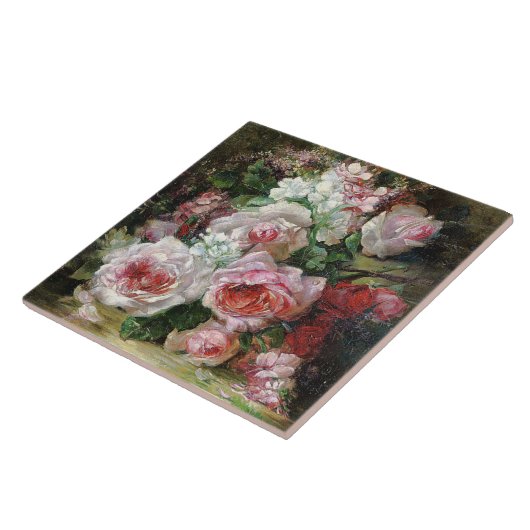 Frans Verhas Bouquet van Rozen Tegeltje (Zijkant)