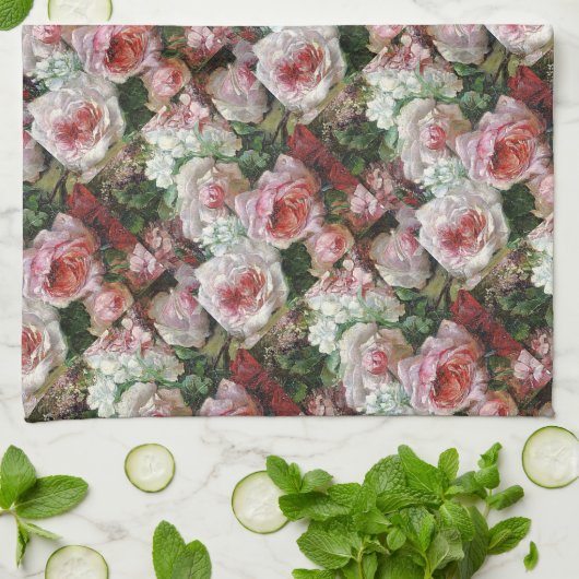 Frans Verhas Bouquet van Rozen Theedoek (Gevouwen)