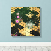 Frans, Victoriaans, bijen, floreel, goudfolie, bel Canvas Afdruk (Insitu (Houten vloer))