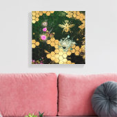 Frans, Victoriaans, bijen, floreel, goudfolie, bel Canvas Afdruk (Insitu (Woonkamer))