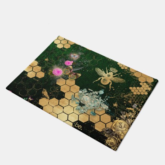 Frans, Victoriaans, bijen, floreel, goudfolie, bel Deurmat (Schuin)