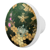 Frans, Victoriaans, bijen, floreel, goudfolie, bel Keramische Knop (Rechts)