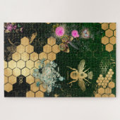 Frans, Victoriaans, bijen, floreel, goudfolie, bel Legpuzzel (Horizontaal)