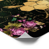 Frans, Victoriaans, bijen, floreel, goudfolie, bel Poster (Hoek)