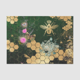 Frans, Victoriaans, bijen, floreel, goudfolie, bel Tissuepapier