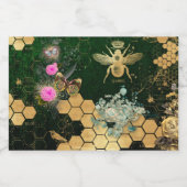 Frans, Victoriaans, bijen, floreel, goudfolie, bel Voedselcontainer Etiket (Enkel label)