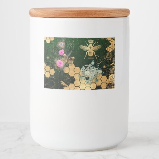 Frans, Victoriaans, bijen, floreel, goudfolie, bel Voedselcontainer Etiket (Voorkant)