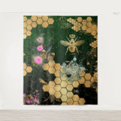 Frans, Victoriaans, bijen, floreel, goudfolie, bel Wandkleed (Voorkant)